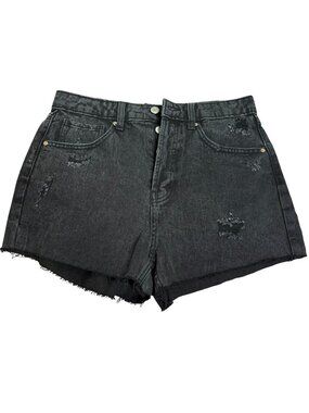 Wild Fable Super High Rise Cutoff Denim Shorts 6 Black Button Fly Distressed